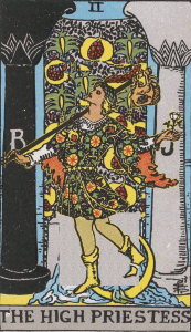 The Fool as an adject to the High Priestess subject highlights a problem with contrast.