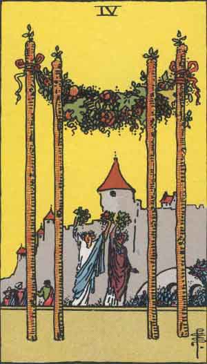Four of Wands in the Waite-Smith Tarot