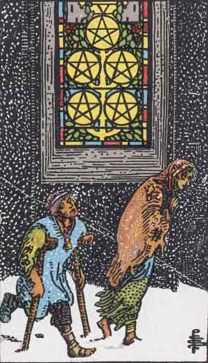Five of Pentacles in the Rider-Waite-Smith